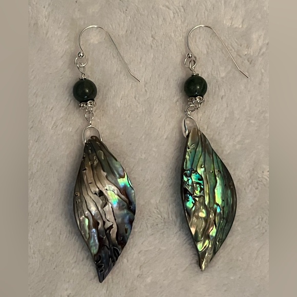 2” Abalone Shell & Sterling earrings - Picture 4 of 4